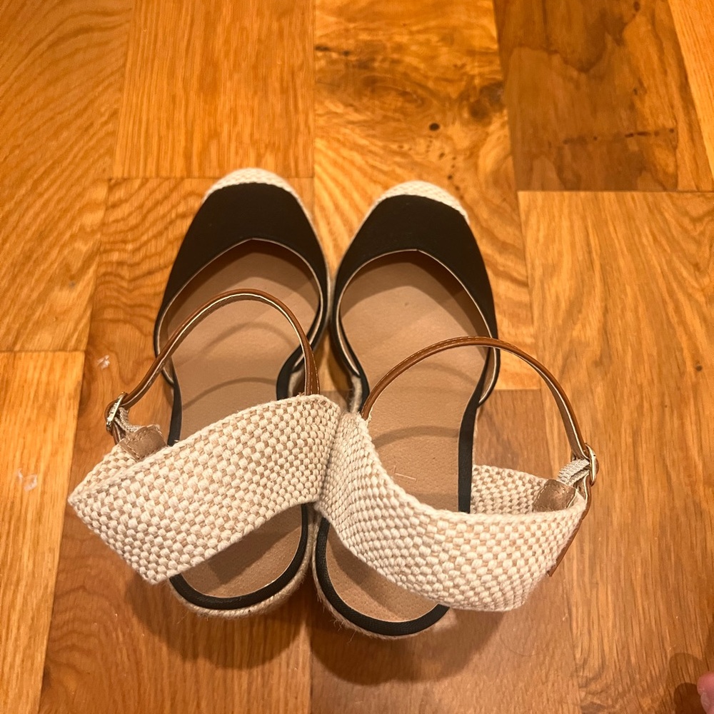 Espadrille Wedges | Size 8.5 | Black with natural and cognac - Picture 5 of 12